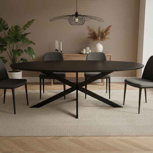 Eiken eettafel Ferris | Ovaal | Zwart