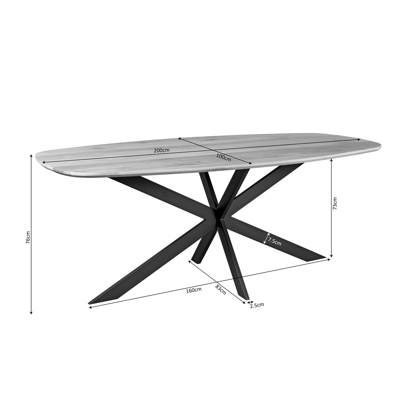 Eiken eettafel Ferris | Deens Ovaal