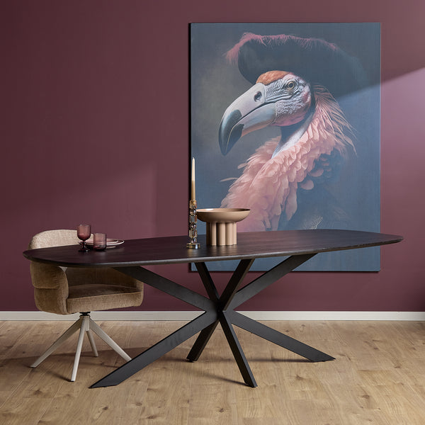 Eiken Eettafel Ferris Zwart | Deens Ovaal | Onderstel Zwart