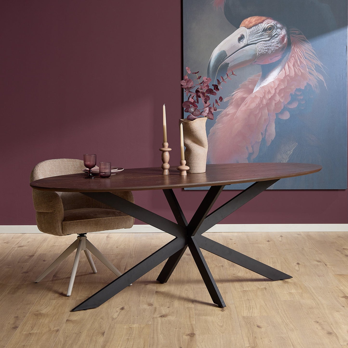 Eiken eettafel Ferris | Ovaal