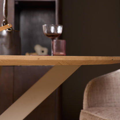 Eiken eettafel Ferris Rond | Sand Onderstel | Naturel
