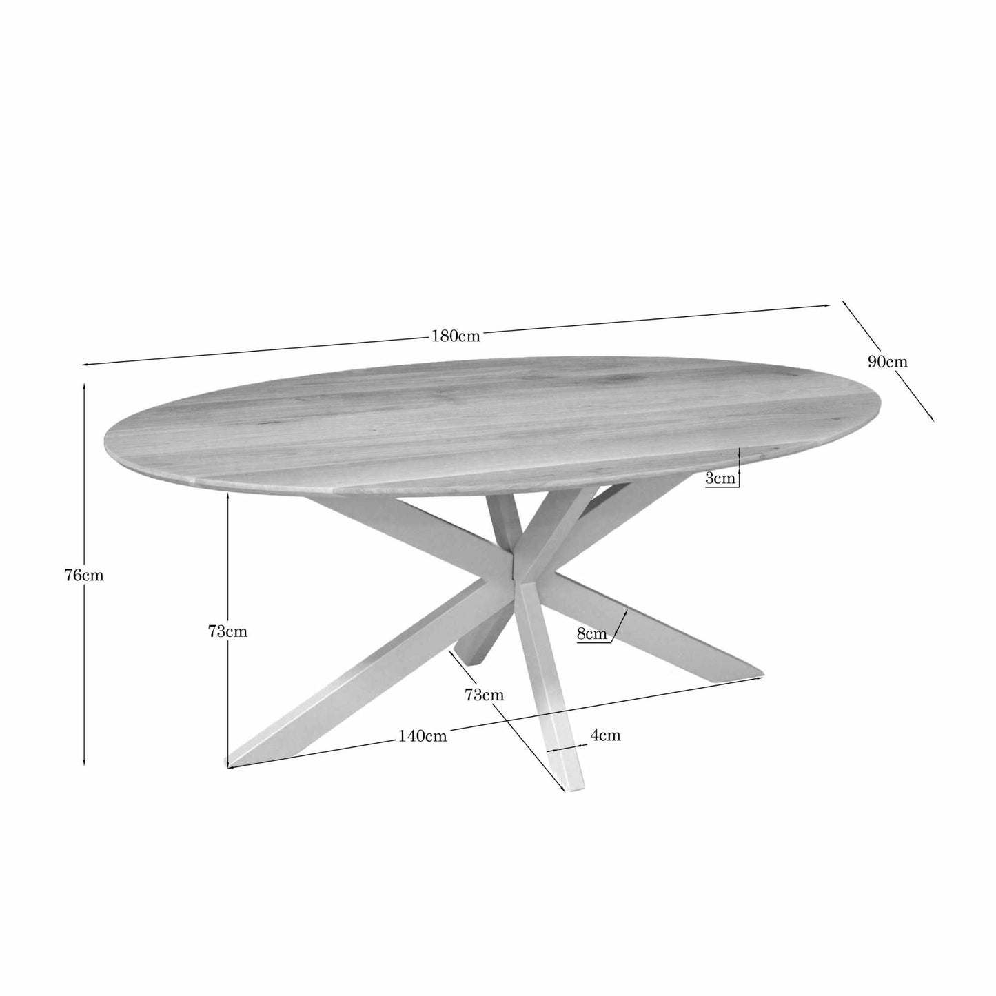 Eiken eettafel Ferris | Ovaal | Naturel | Poot Sand