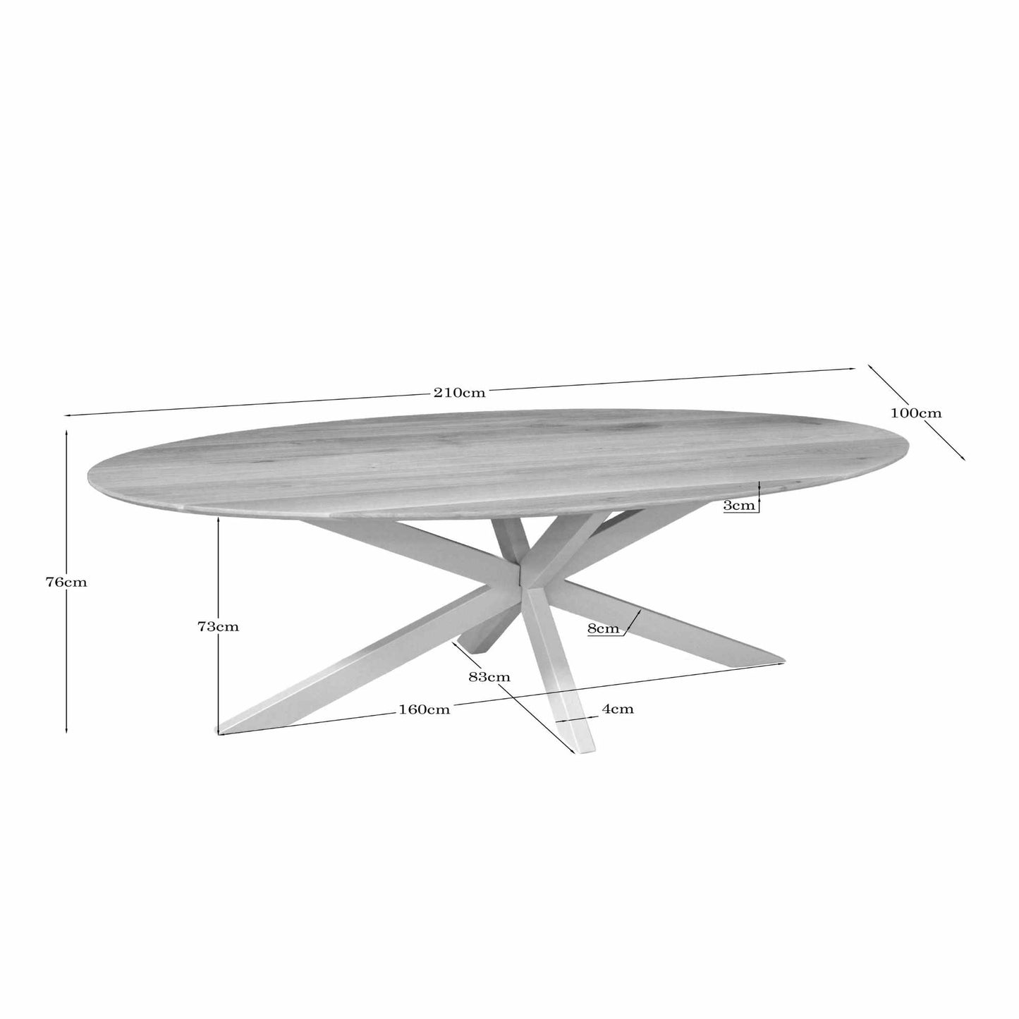 Eiken eettafel Ferris | Ovaal | Naturel | Poot Sand