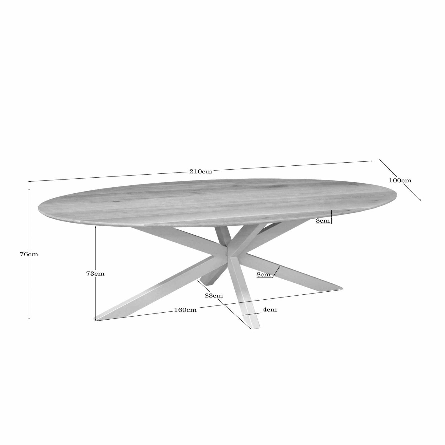Eiken eettafel Ferris | Ovaal