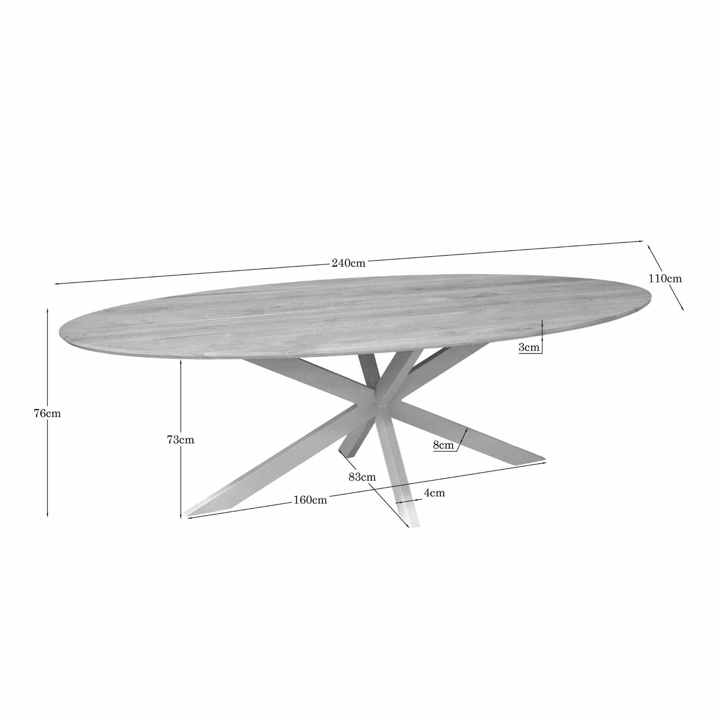 Eiken eettafel Ferris | Ovaal