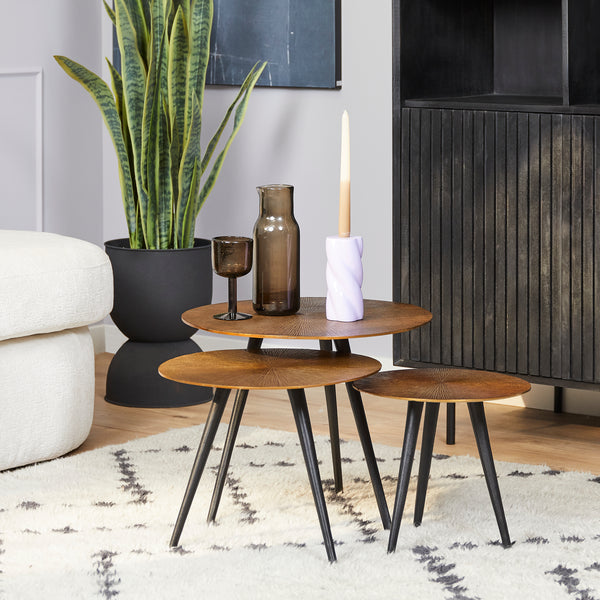 Bijzettafel set Ryas | Goud Aluminium