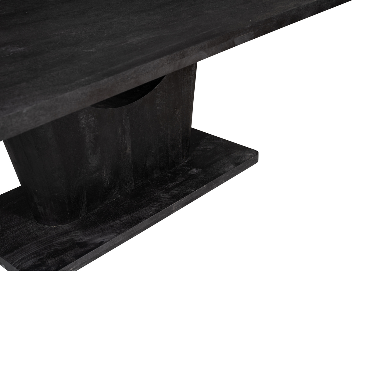 Eettafel Voco zwart mangohout 200 cm, detail van het materiaal