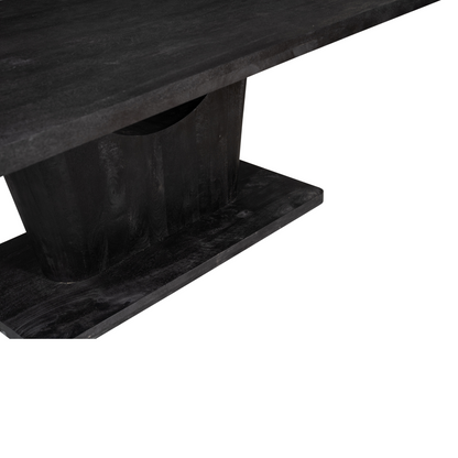 Eettafel Voco zwart mangohout 200 cm, detail van het materiaal