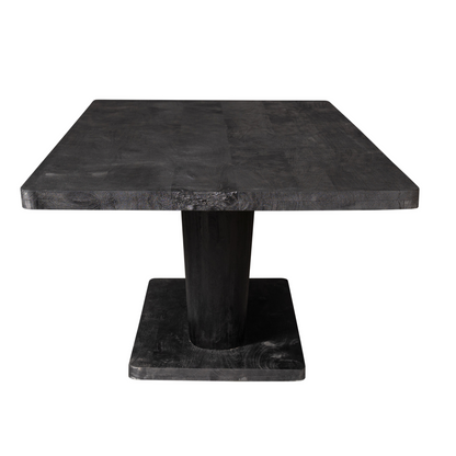 Eettafel Voco zwart mangohout 200 cm, zijaanzicht op witte achtergrond