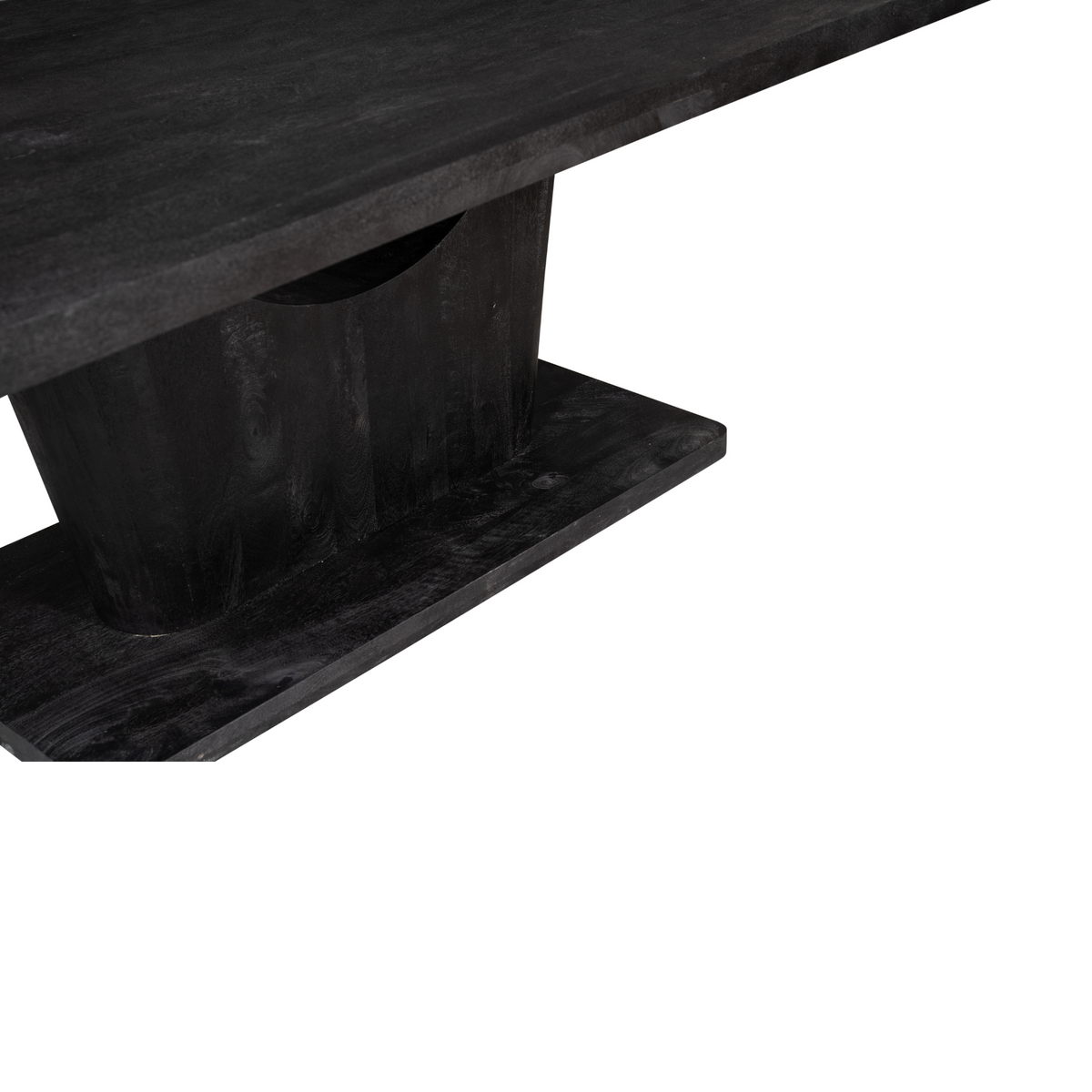 Eettafel Voco zwart mangohout 240 cm, detail van het materiaal