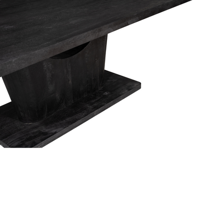 Eettafel Voco zwart mangohout 240 cm, detail van het materiaal