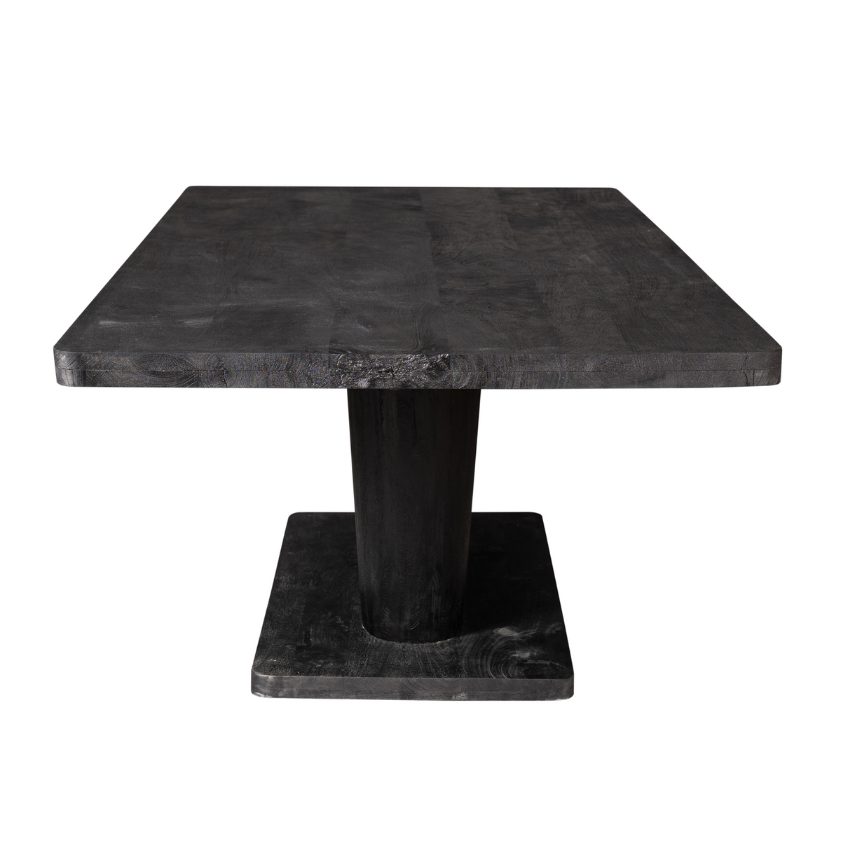Eettafel Voco zwart mangohout 240 cm, zijaanzicht op witte achtergrond