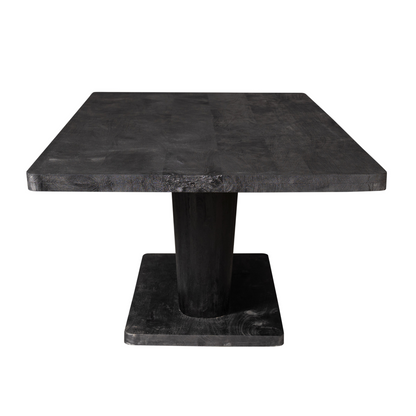 Eettafel Voco zwart mangohout 240 cm, zijaanzicht op witte achtergrond