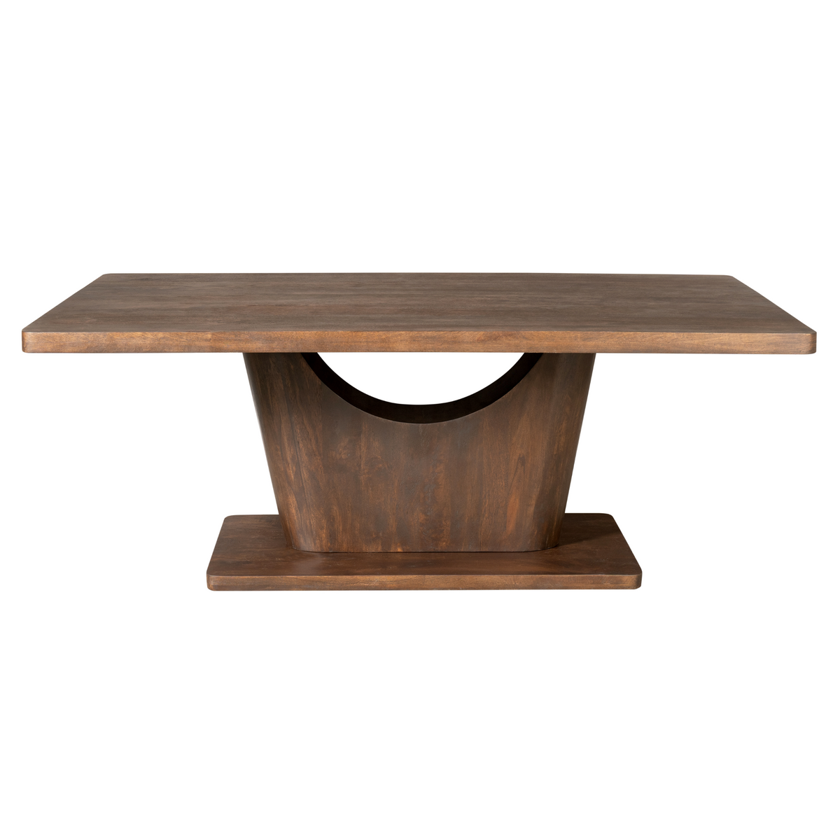 Eettafel Voco bruin mangohout 200 cm, vooraanzicht op witte achtergrond