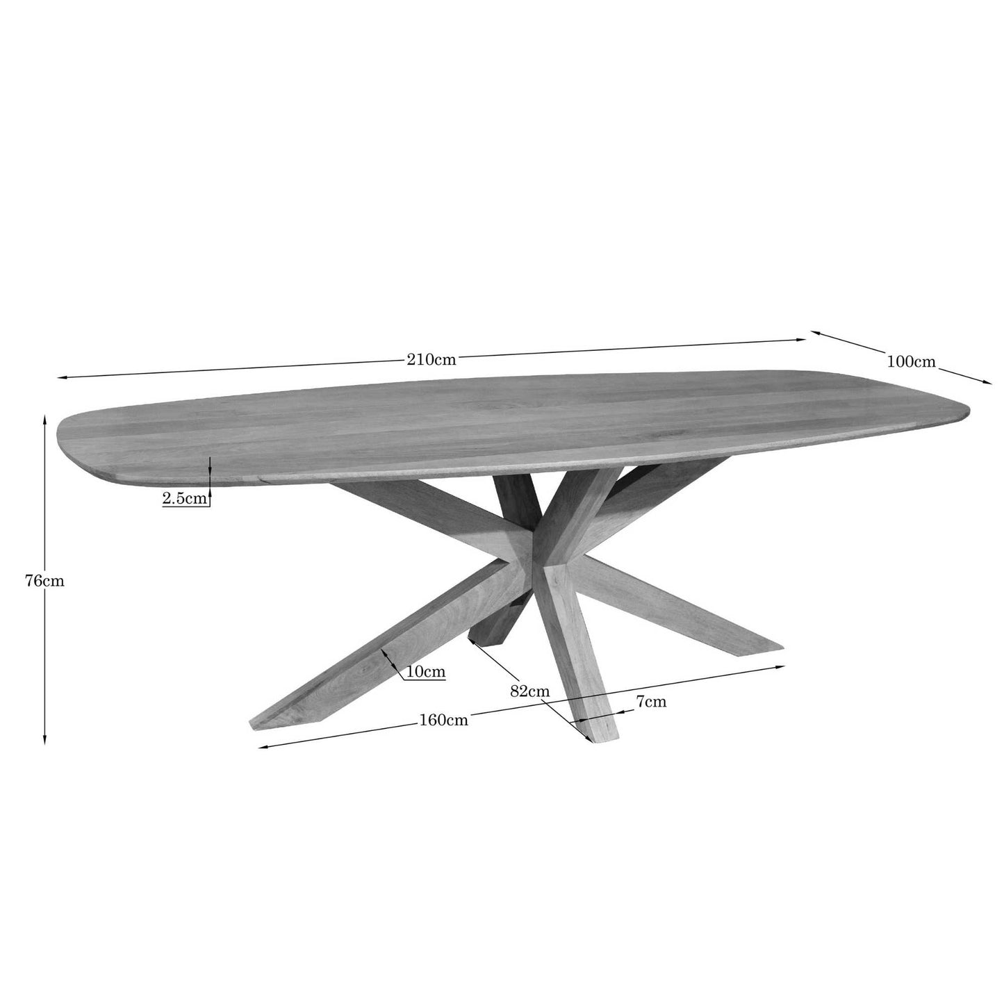 Eettafel Nino | Deens Ovaal | Onderstel Mango