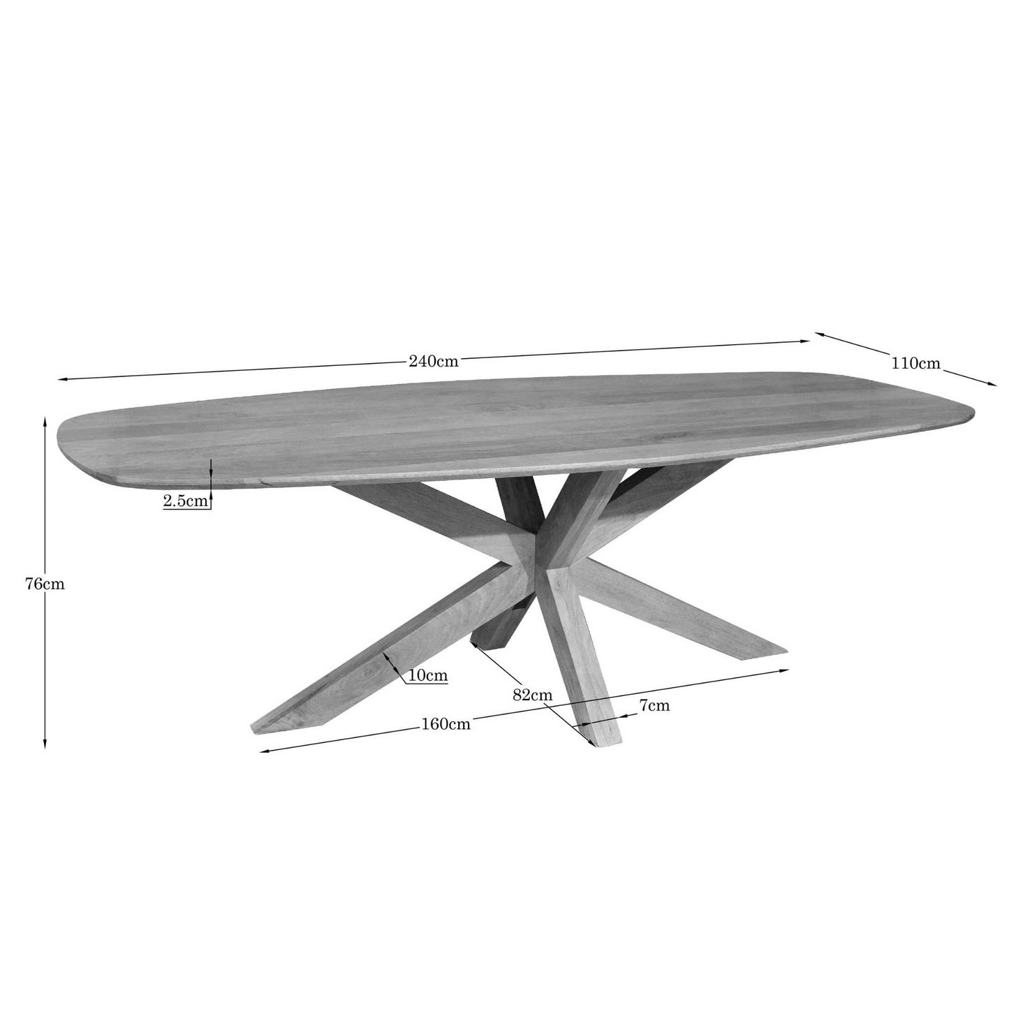 Eettafel Nino | Deens Ovaal | Onderstel Mango