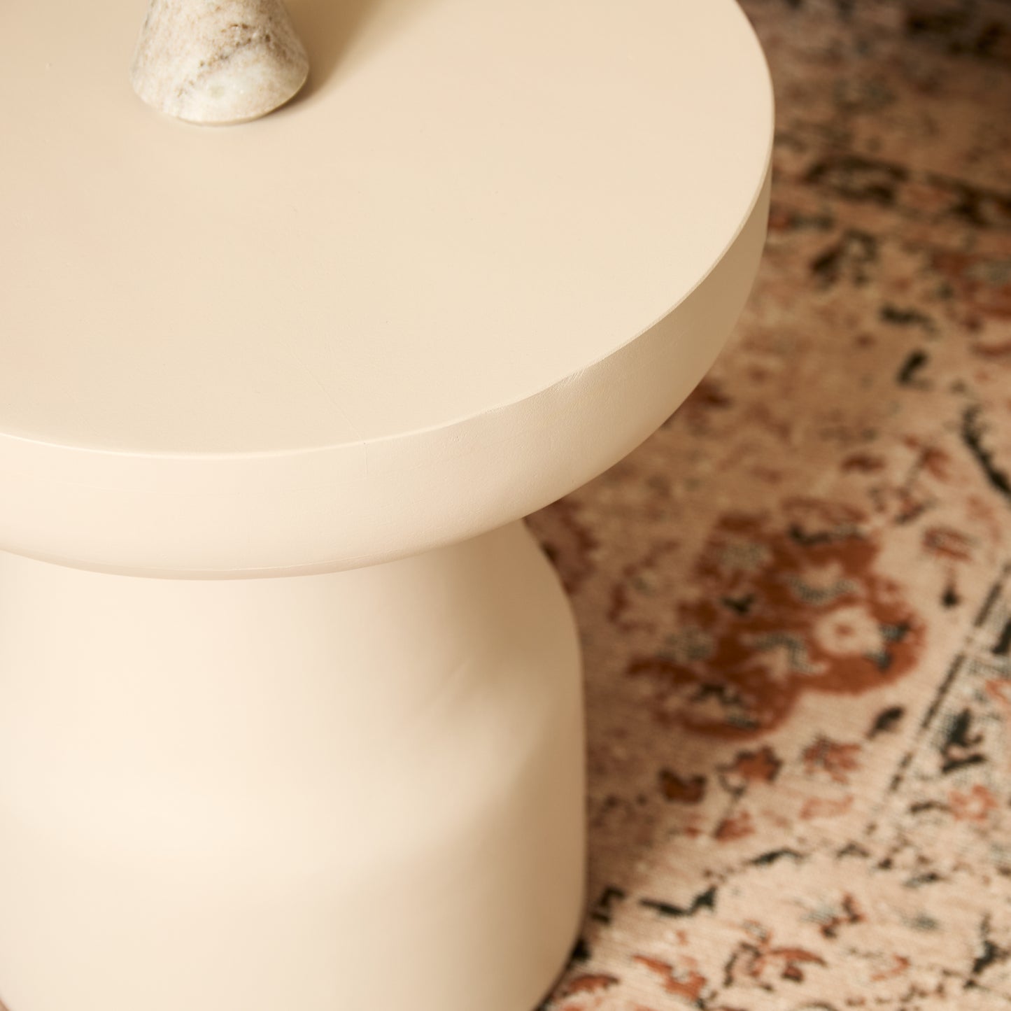 Bijzettafel Drum | Wit Mangohout