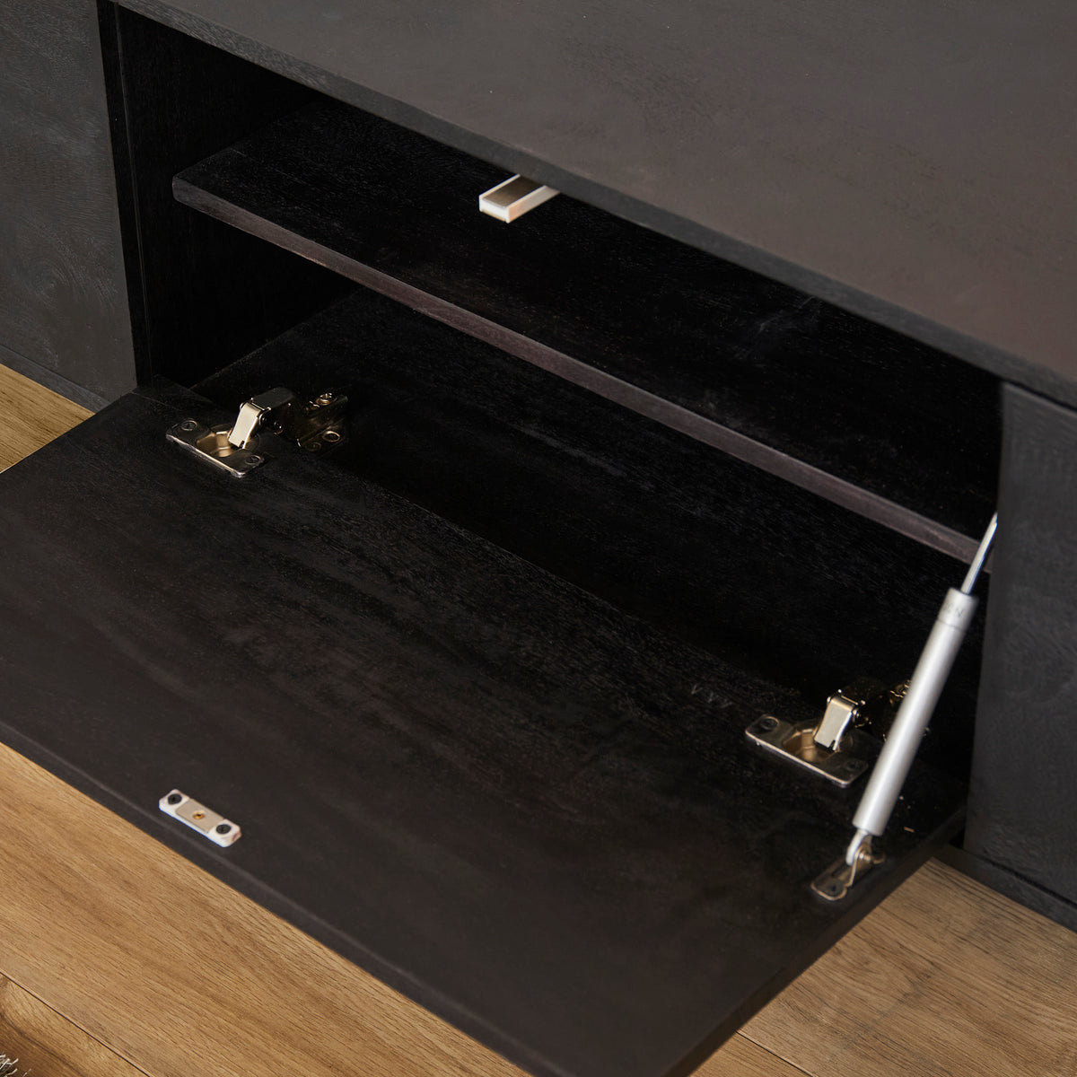 TV-Meubel Vision | Zwevend | Zwart Mangohout — Detail