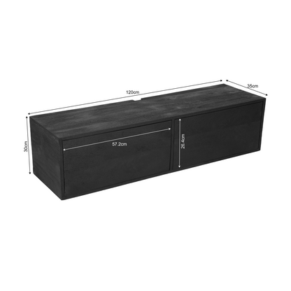 TV-Meubel Vision | Zwevend | Zwart Mangohout — Maatvoering