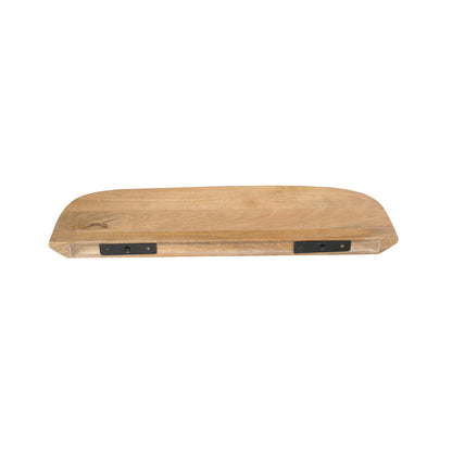 Wandplank Gusta naturel mangohout, achteraanzicht op witte achtergrond