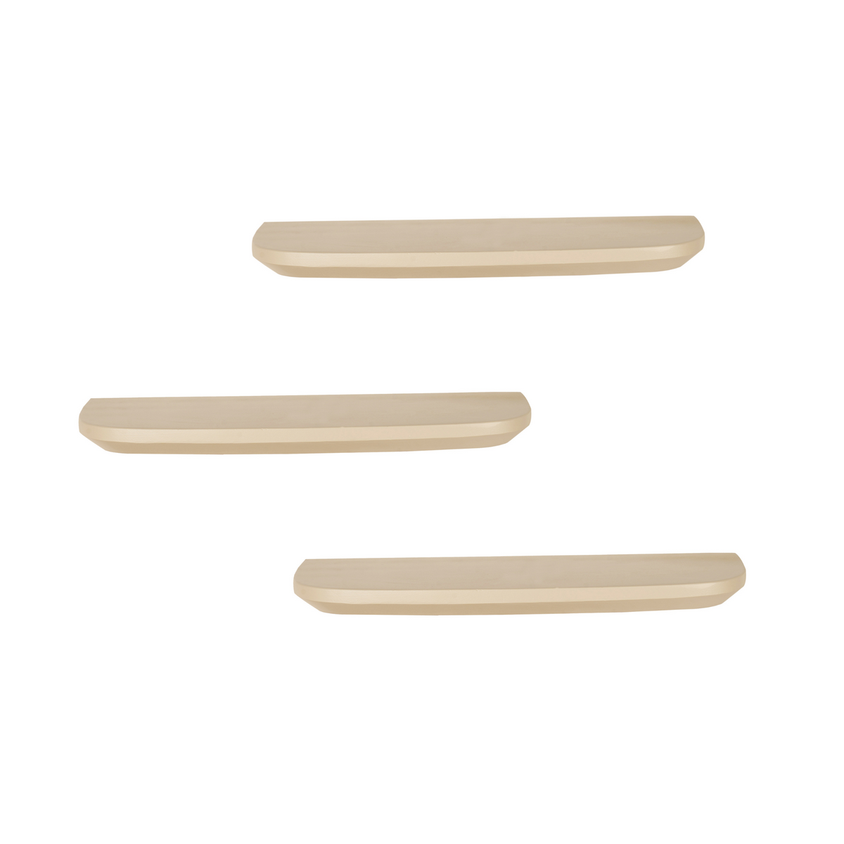 Wandplank Gusta Sand 60 cm set van 3, vooraanzicht op witte achtergrond