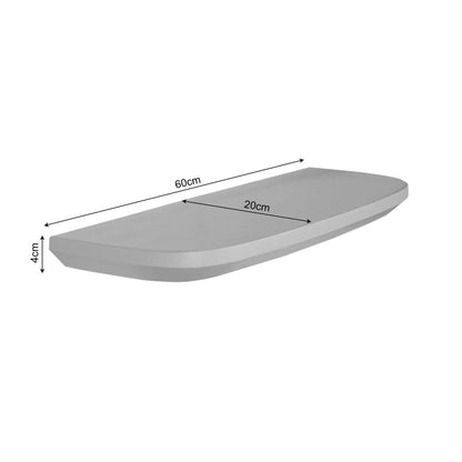 Wandplank Gusta bruin mangohout, maatvoering met afmetingen