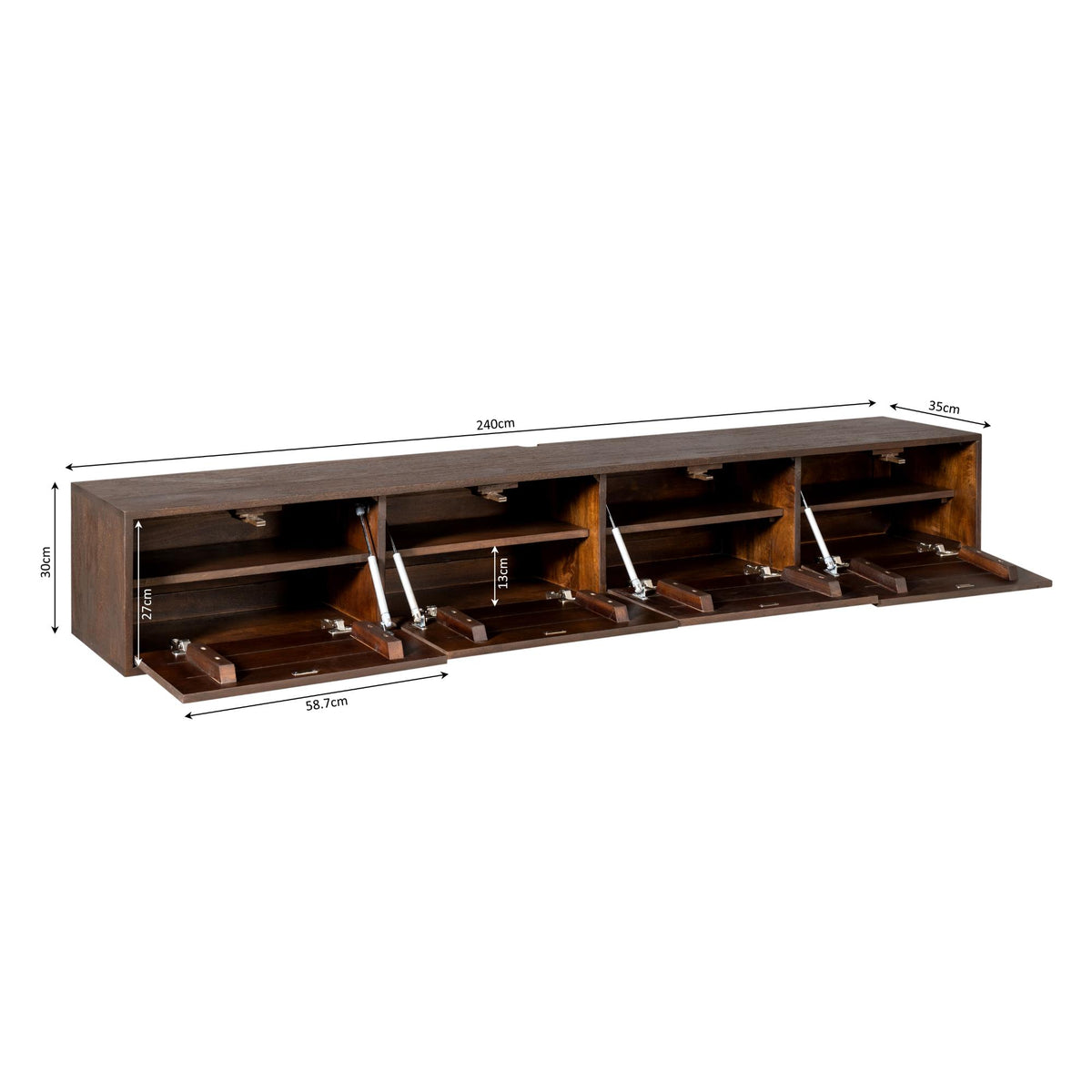 TV-Meubel Vision | Zwevend | Bruin — Maatvoering