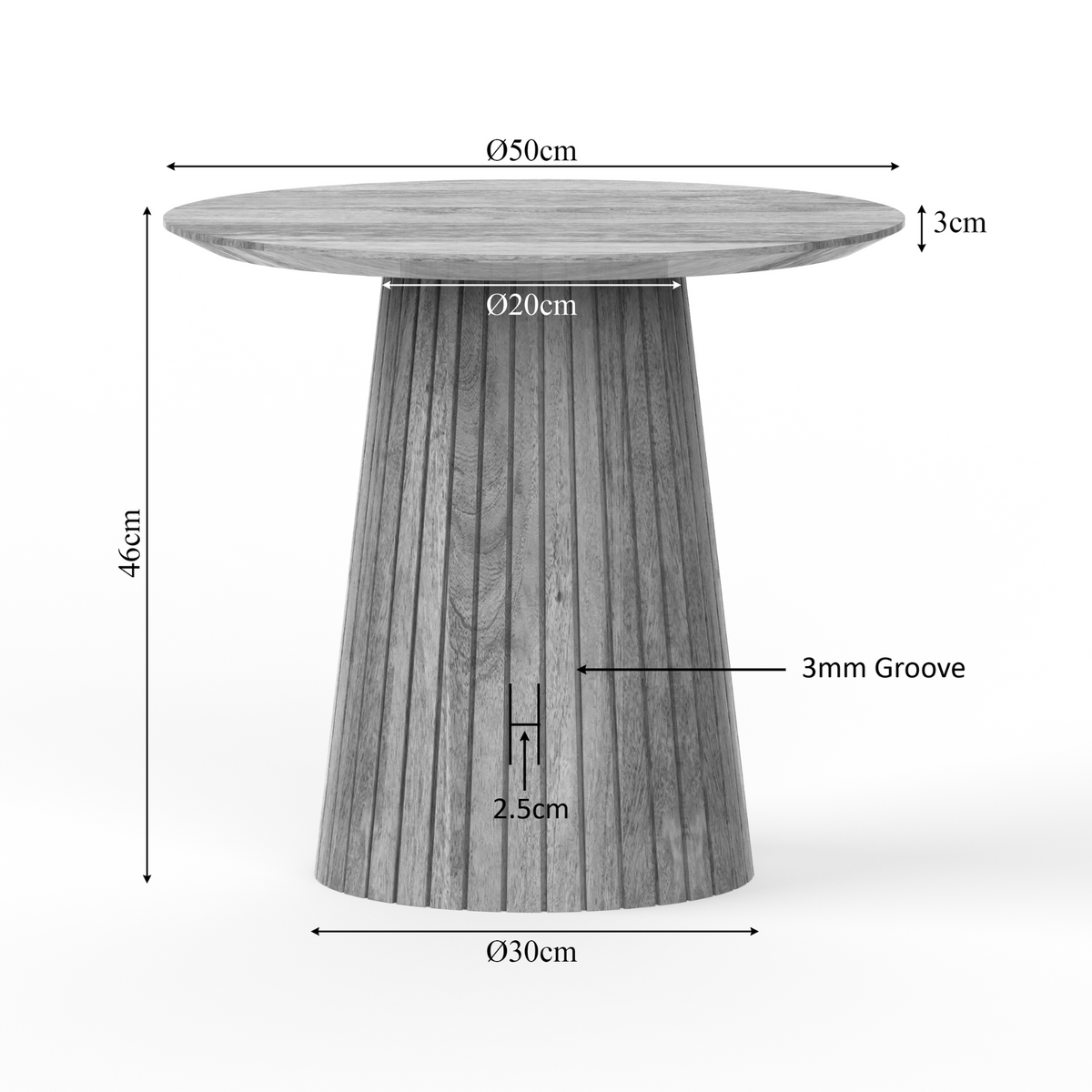 Salontafel Solana | Mangohout | taupe — Maatvoering