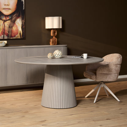 Eettafel Solana | mangohout | Taupe — Vooraanzicht - sfeer