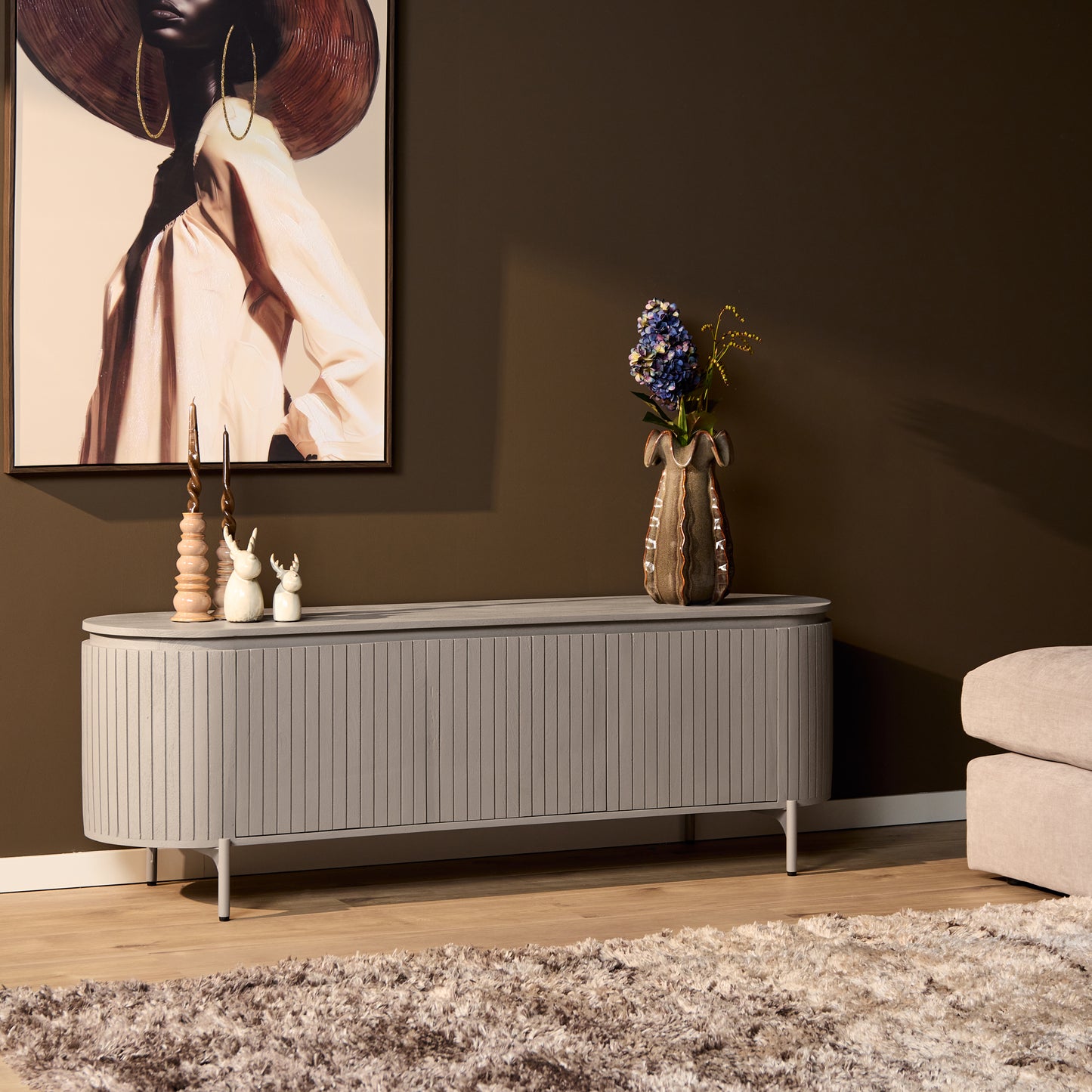 Tv meubel Solana | Mangohout | Taupe