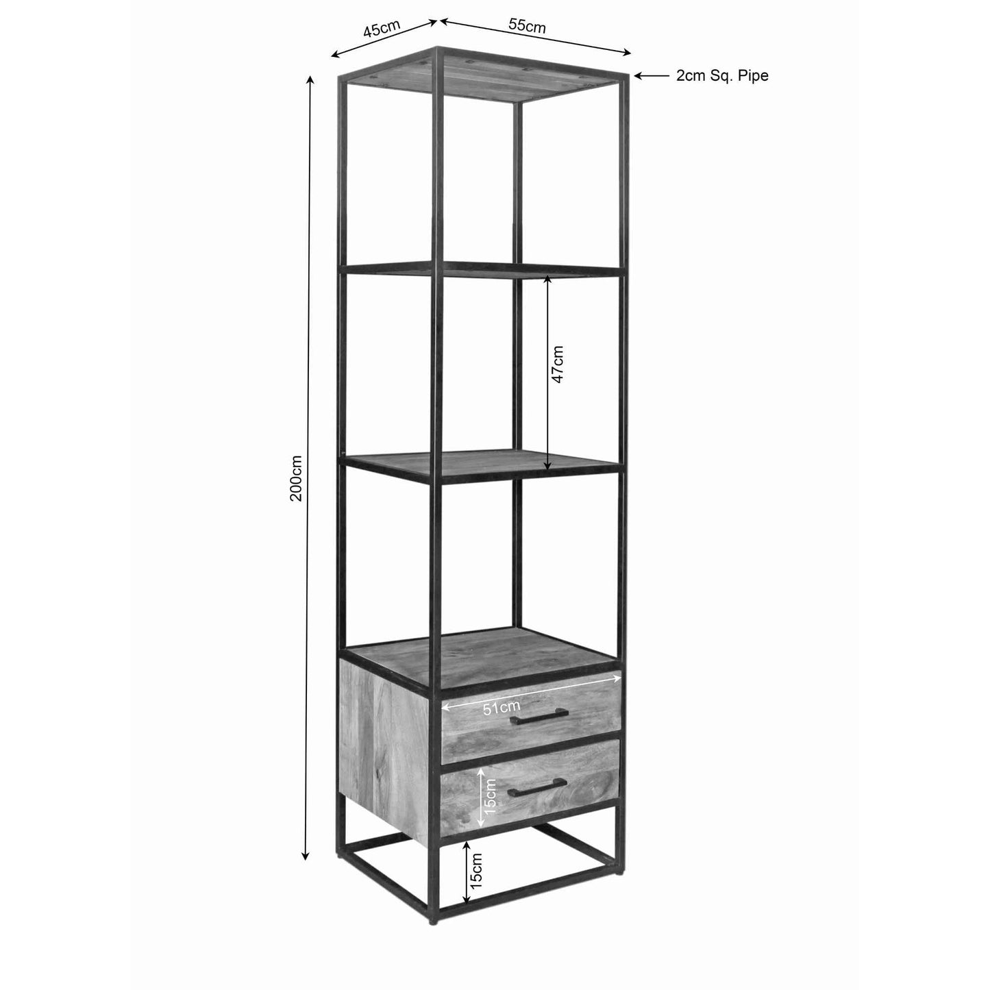 Boekenkast Liv | 2 lades