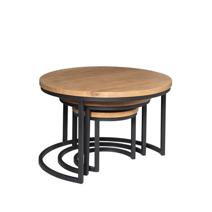 Salontafel Britt | Set van 3 | Naturel Mangohout — Achteraanzicht - witfoto