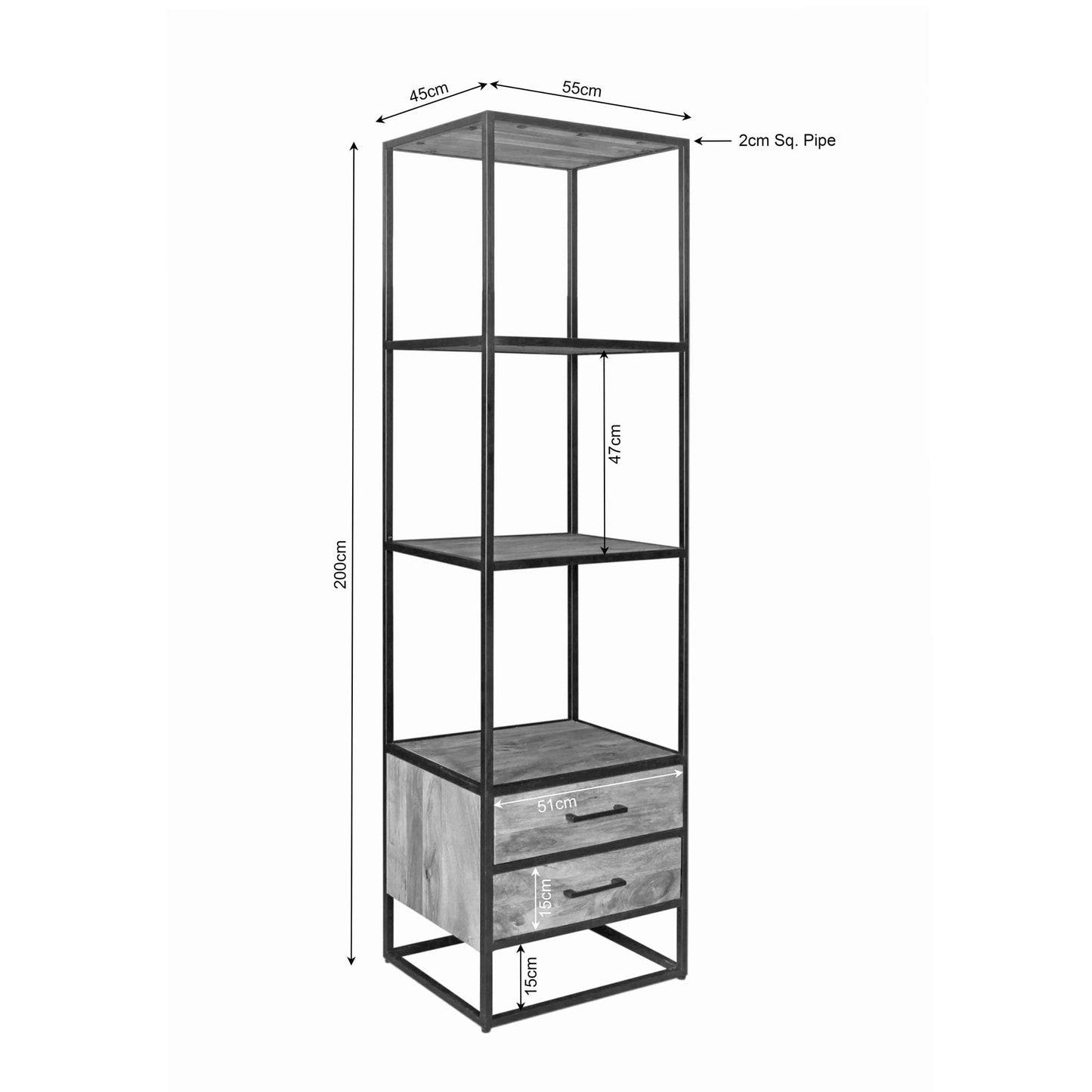 Boekenkast Dakota | 2 Lades