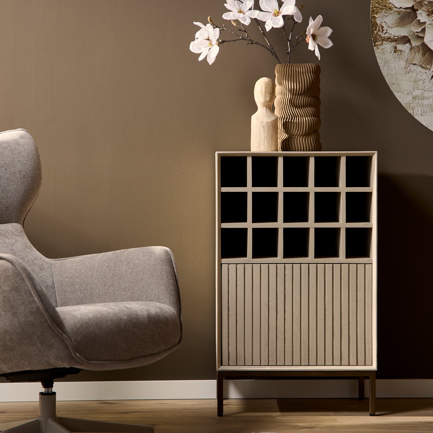 Wijnkast Madison | Zand Mangohout