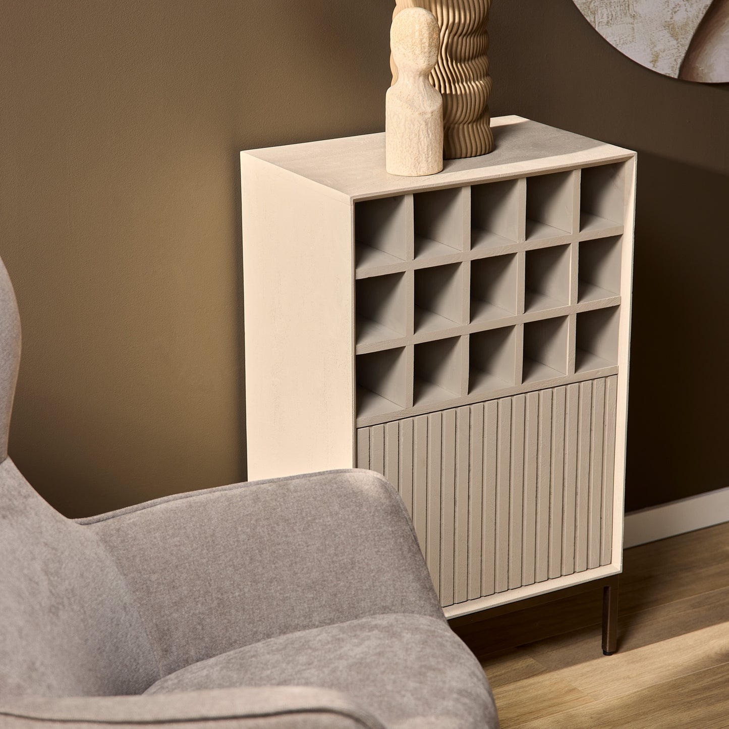 Wijnkast Madison | Zand Mangohout