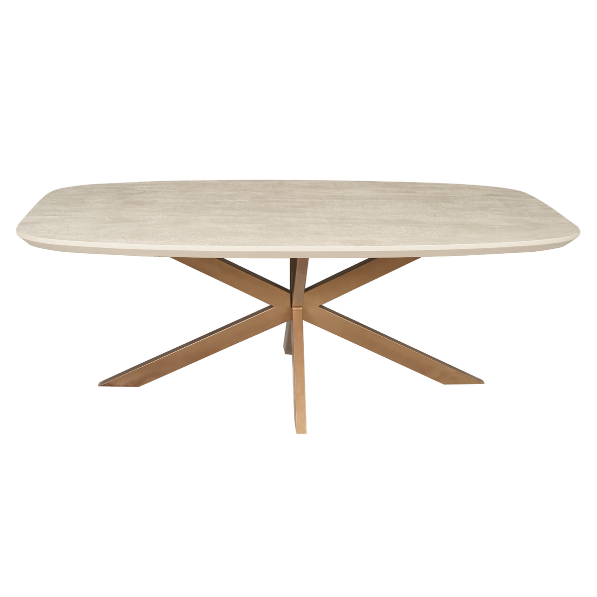 Eettafel Madison Sand | Deens Ovaal | Onderstel Koper — Zijaanzicht - witfoto