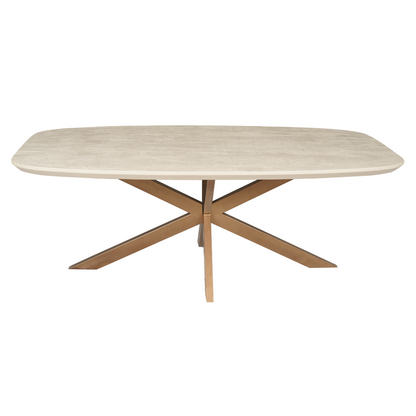 Eettafel Madison Sand | Deens Ovaal | Onderstel Koper — Zijaanzicht - witfoto