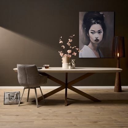 Eettafel Madison Sand | Deens Ovaal | Onderstel Koper