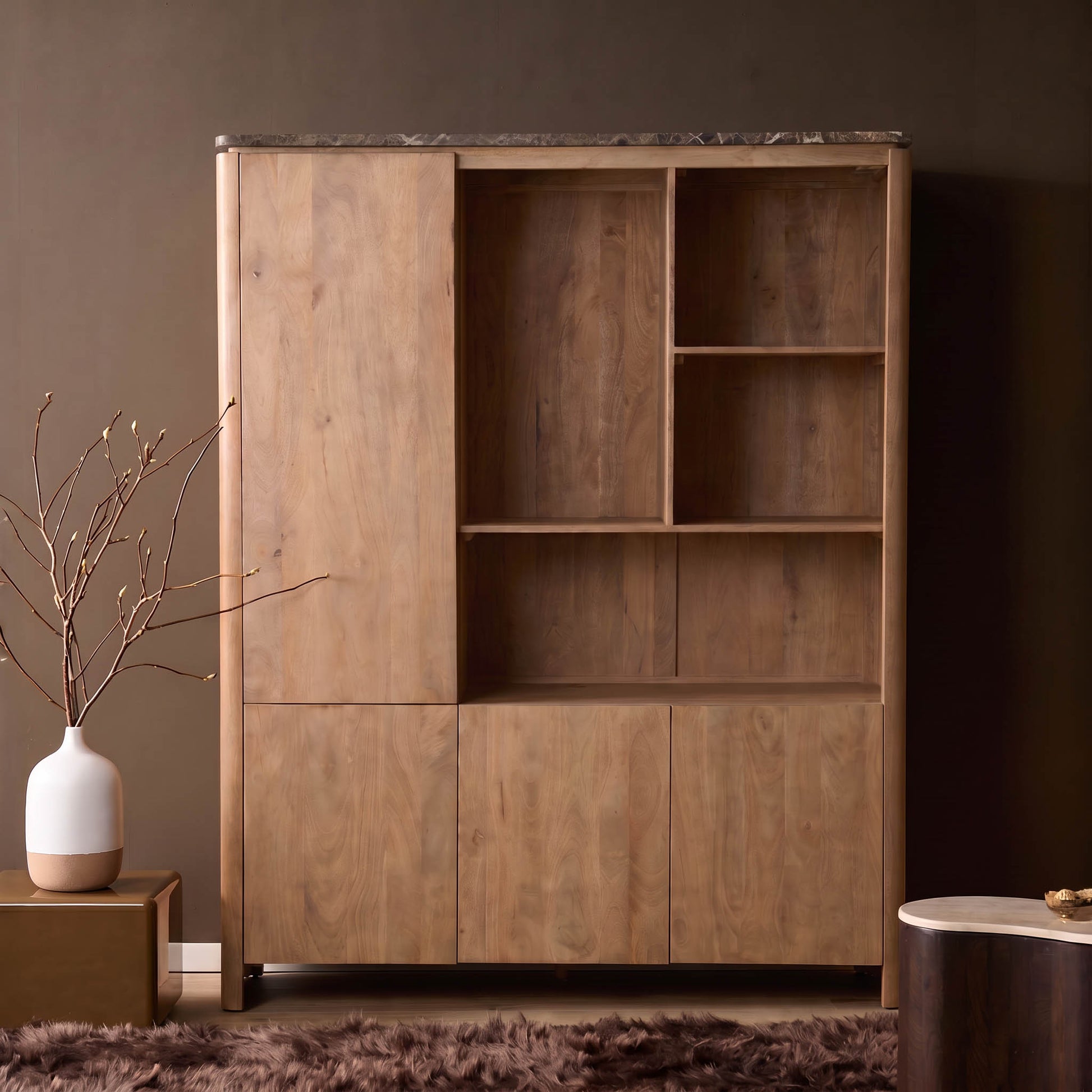 Vakkenkast XL Dallas Naturel Mangohout 160 cm