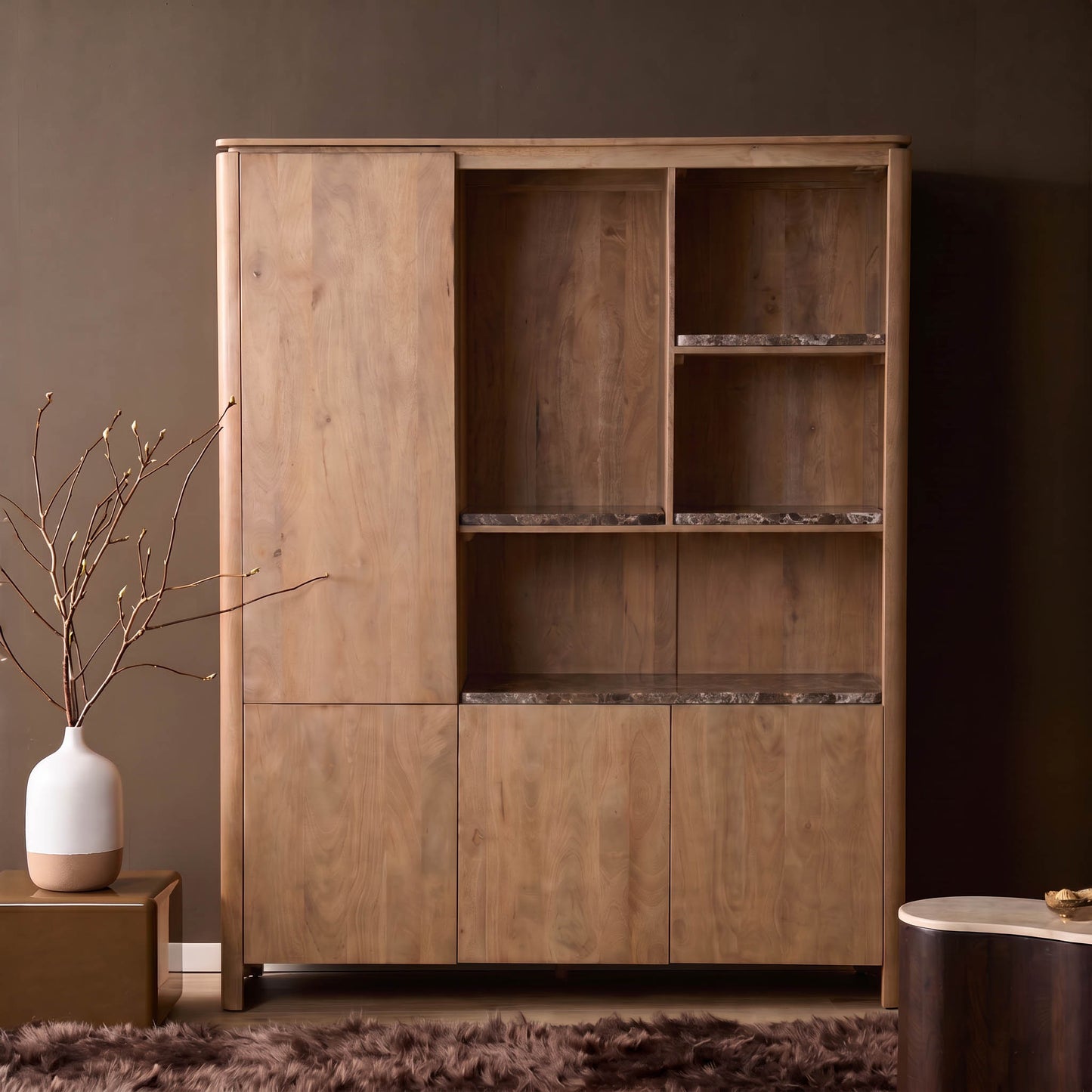 Vakkenkast XL Dallas Naturel Mangohout 160 cm
