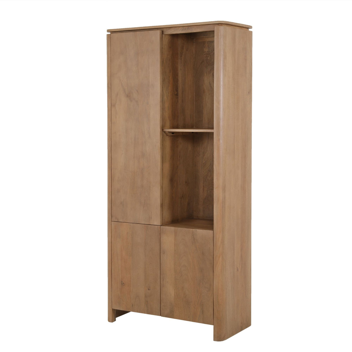 Vakkenkast Dallas Naturel Mangohout 90 cm — Zijaanzicht - witfoto