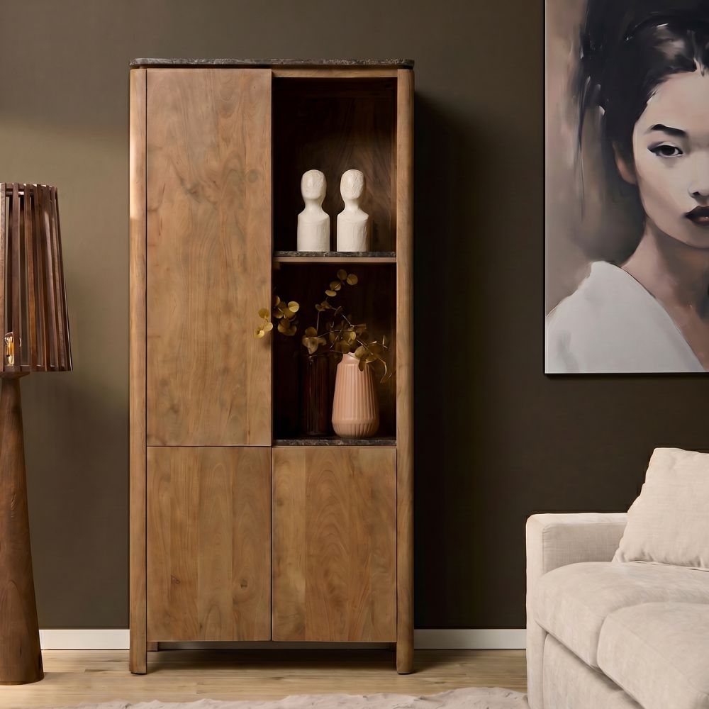Vakkenkast Dallas Naturel Mangohout 90 cm — Vooraanzicht - sfeer