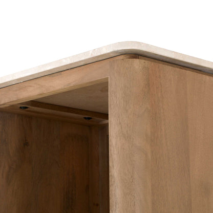 Boekenkast Dallas naturel mangohout, detail van het materiaal