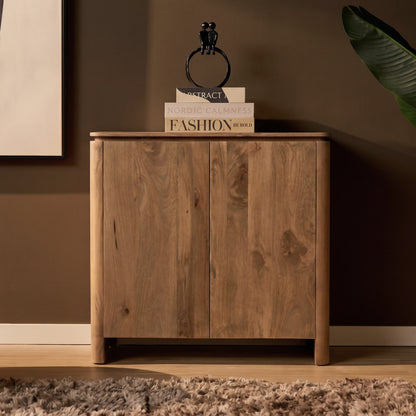 Dressoir Dallas naturel mangohout 100 cm, vooraanzicht in een interieur