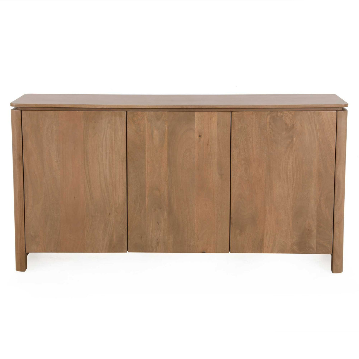 Dressoir Dallas naturel mangohout 165 cm, vooraanzicht op witte achtergrond