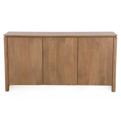 Dressoir Dallas naturel mangohout 165 cm, vooraanzicht op witte achtergrond
