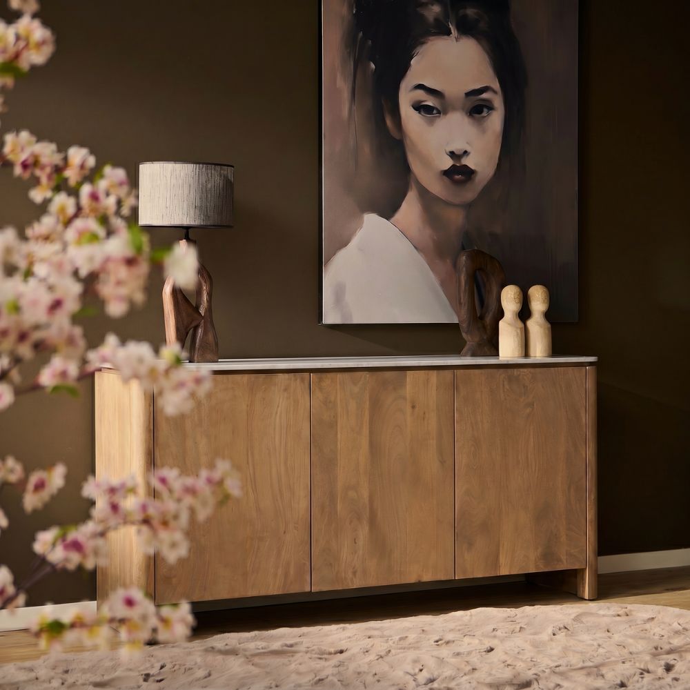 Dressoir Dallas naturel mangohout 165 cm in een interieur