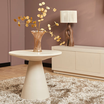 Salontafel Bellis zand mangohout, vooraanzicht in een interieur