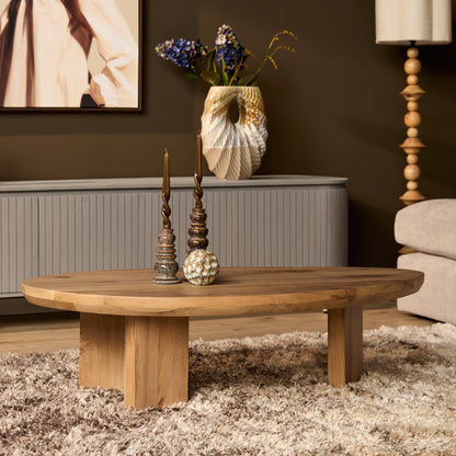 Salontafel Zillah naturel eikenhout, vooraanzicht in een interieur