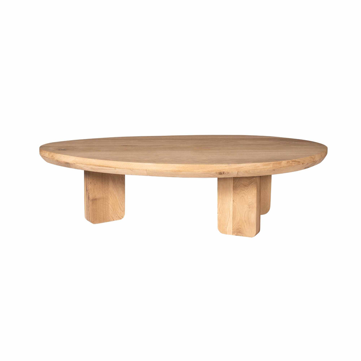 Salontafel Zillah naturel eikenhout, vooraanzicht op witte achtergrond